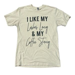 I Like My Lashes Long & My Coffee Strong graphic T-shirt